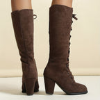 Bottes Hautes Femme à Lacets Marron – Talon Haut Style Vintage-bottes femme-Mysia Paris