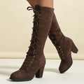 Bottes Hautes Femme à Lacets Marron – Talon Haut Style Vintage-bottes femme-Marron foncé-EU 36-Mysia Paris