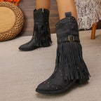 Bottes Noir Cowboy Femme, Simili-Cuir Idéale Hiver - Mysia Paris-women's boots-Mysia Paris