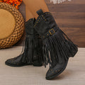 Bottes Noir Cowboy Femme, Simili-Cuir Idéale Hiver - Mysia Paris-women's boots-Noir-35-Mysia Paris
