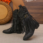 Bottes Noir Cowboy Femme, Simili-Cuir Idéale Hiver - Mysia Paris-women's boots-Noir-35-Mysia Paris