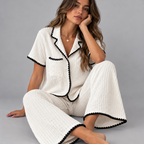 Ensemble Pyjama Femme, Chemise Pantalon De Nuit - Mysia Paris-women's pajama set-Mysia Paris