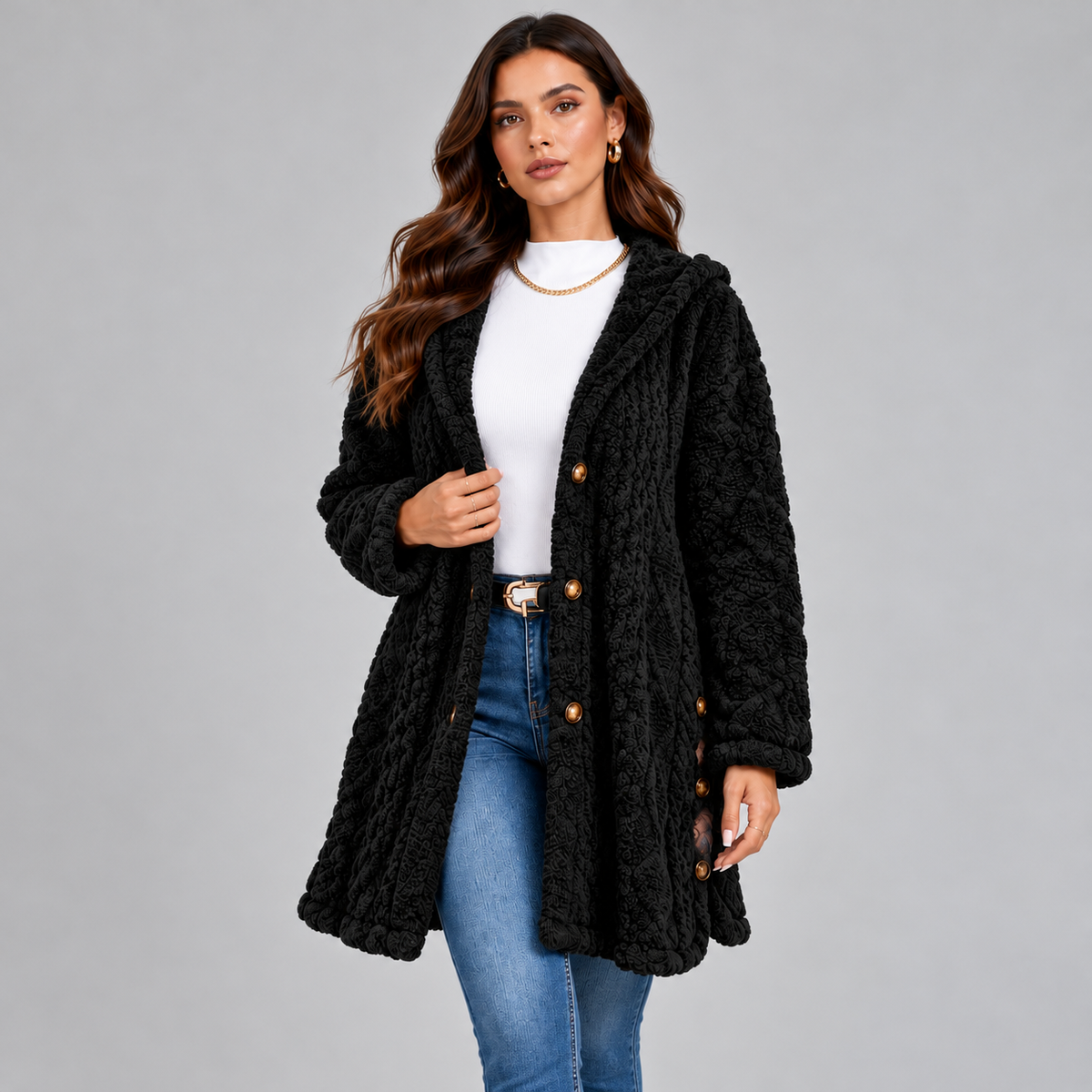 Gilet Long en Laine Femme Chaud, idéale hiver - Mysia Paris-women's cardigan-Noir-S-Mysia Paris