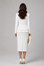 Kylie | Ensemble Blazer Femme - Veste Cintrée & Jupe Longue Chic-blazer femme-Mysia Paris