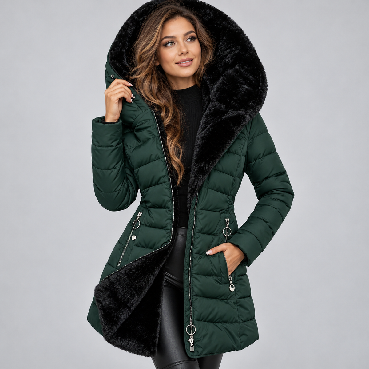 Manteau Hiver Femme Polaire, Trench long - Mysia Paris-women's coat-Vert-S-Mysia Paris