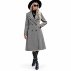 Manteau Long Femme Croisé en Laine Gris Chiné - Coupe Ajustée à Boutons-women's coat-Mysia Paris