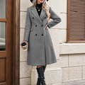 Manteau Long Femme Croisé en Laine Gris Chiné - Coupe Ajustée à Boutons-women's coat-Mysia Paris