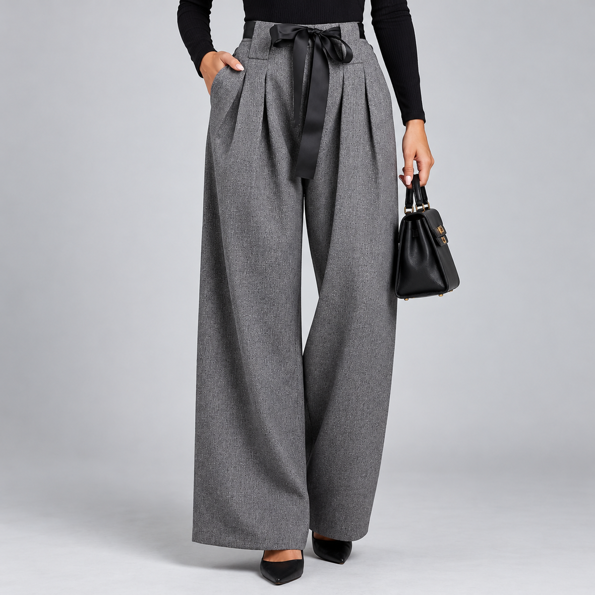 Pantalon Large En Simili-Lin Femme - Mysia Paris-women's pants-Gris-S-Mysia Paris