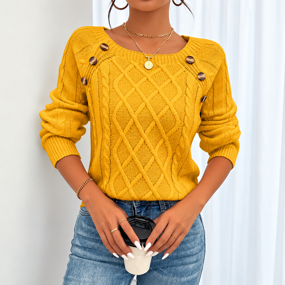 Pull en Laine Femme Col V - Mysia Paris-women's sweater-Jaune-S-Mysia Paris