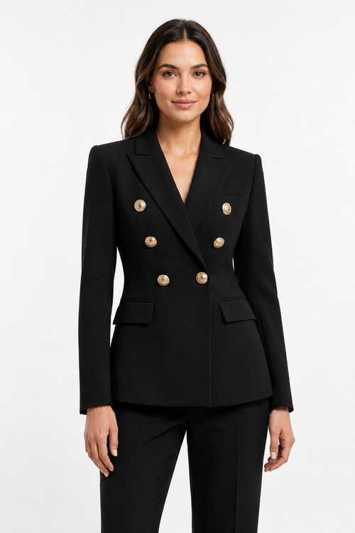 Rebecca | Blazer Femme Cintré Boutons Dorés-blazer femme-Noir-S-Mysia Paris