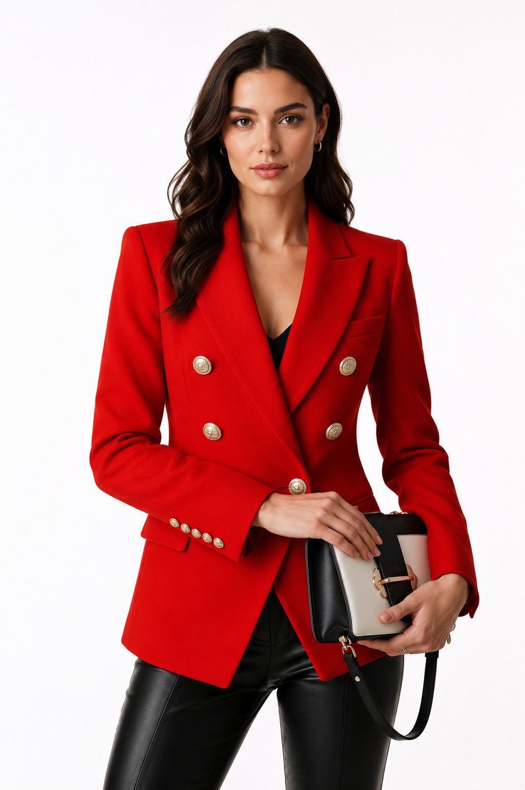 Rebecca | Blazer Femme Cintré Boutons Dorés-blazer femme-Rouge-S-Mysia Paris