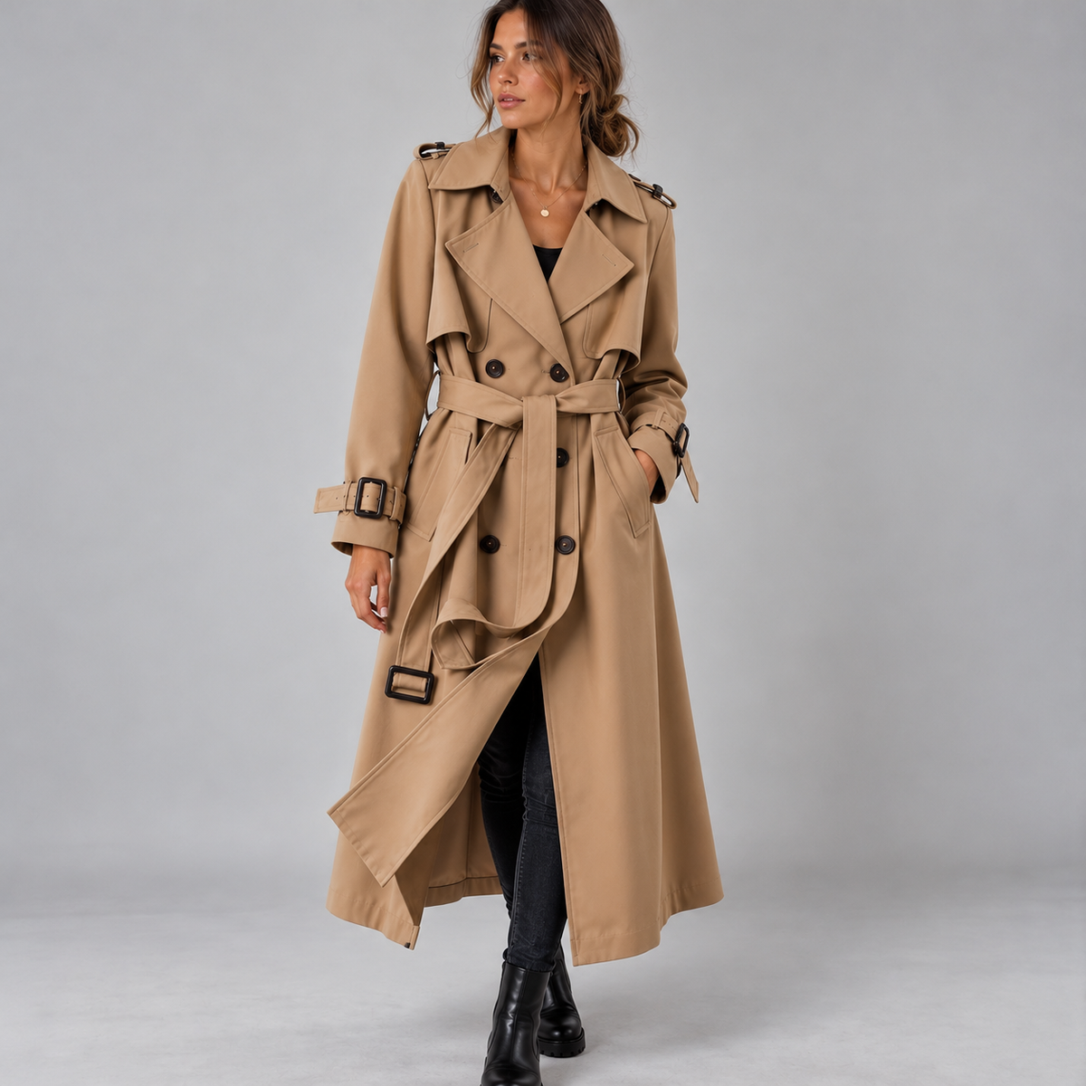 Trench Long Femme, Manteau idéale automne hiver - Mysia Paris-women's coat-Kaki-S-Mysia Paris