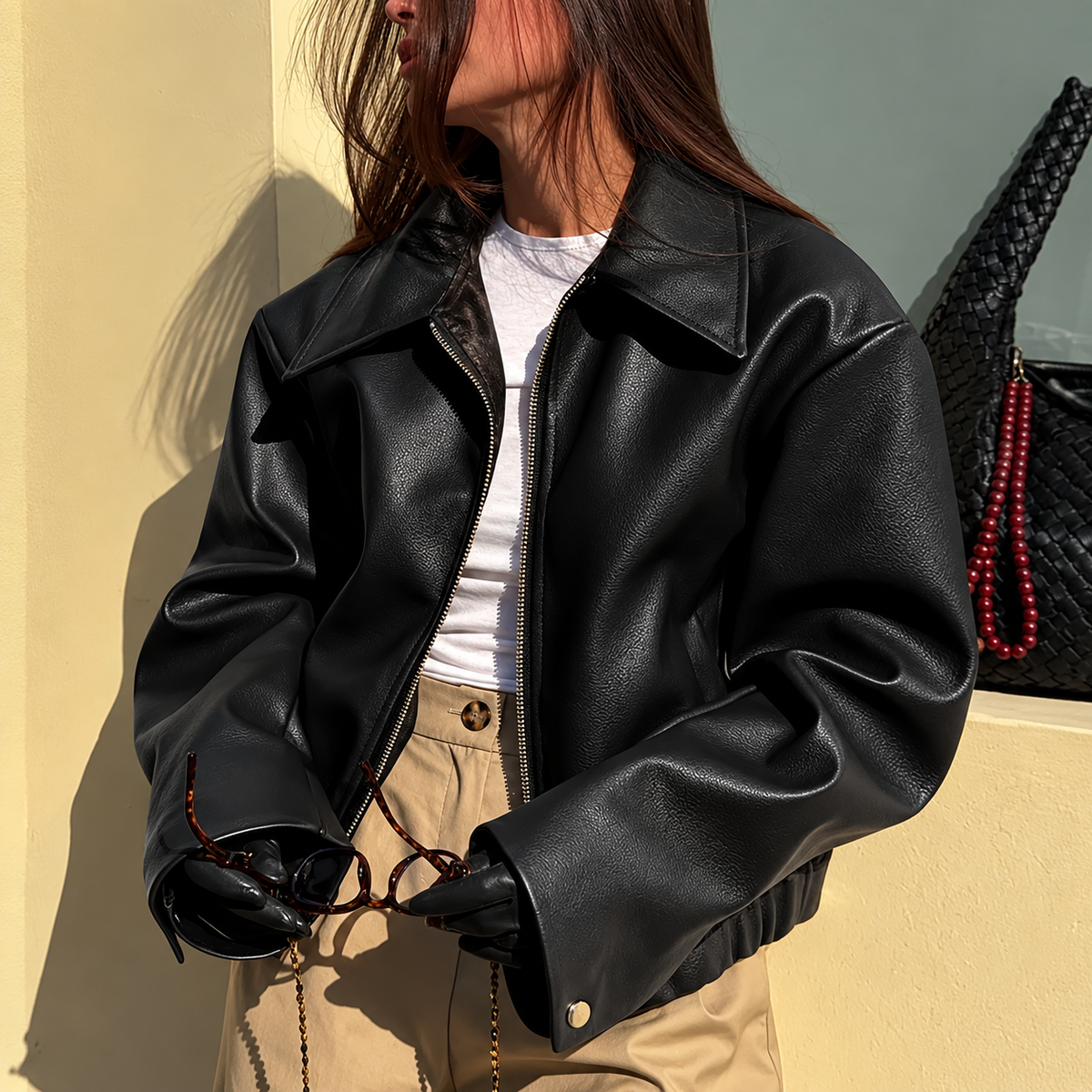 Veste Effet Cuir, mi saison style bomber - Mysia Paris-women's jacket-Noir-XS-Mysia Paris