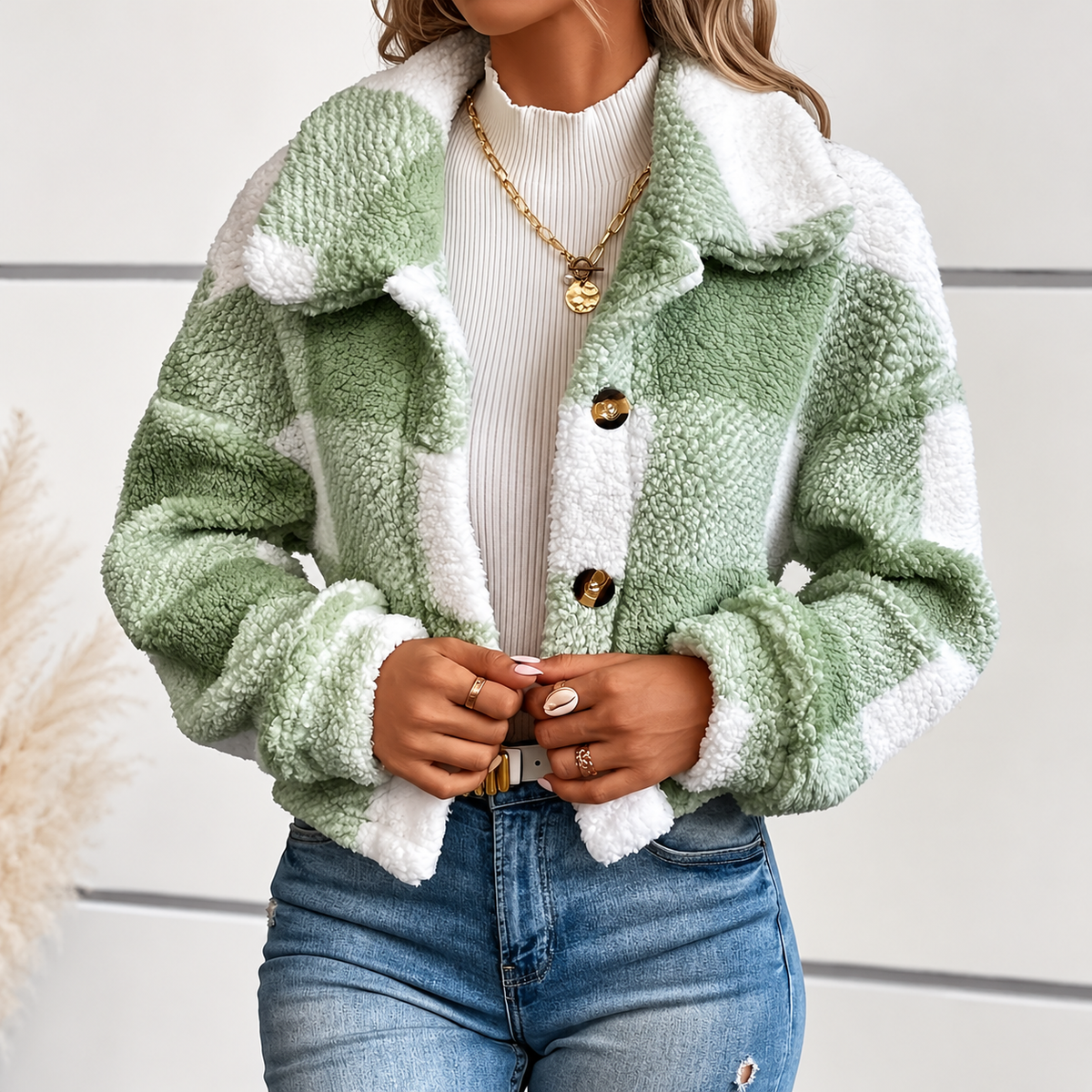 Veste Hiver Femme Bicolore - Polaire Femme pour l'hiver-women's coat-Vert-S-Mysia Paris