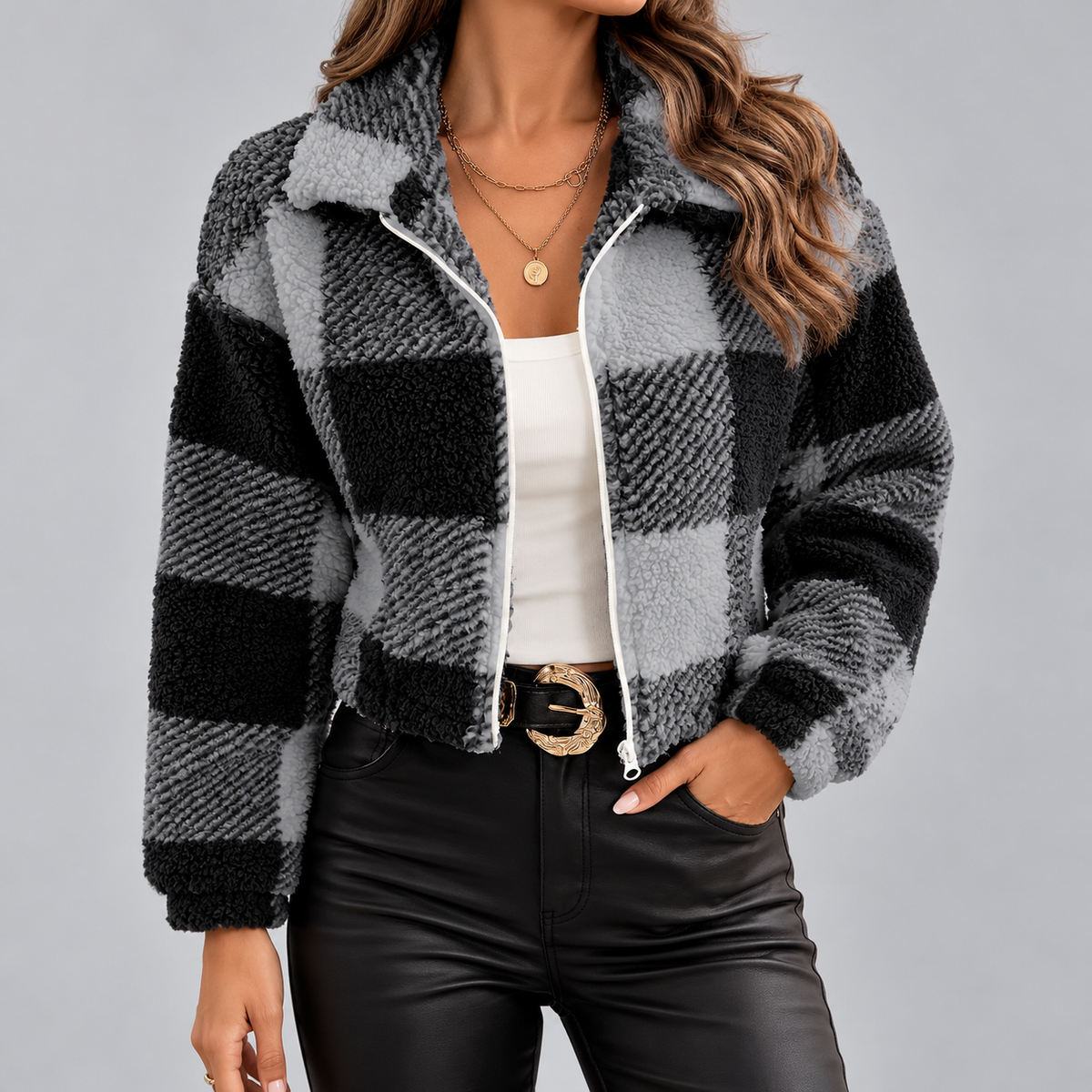 Veste Matelassée Femme Polaire à Carreaux - Mysia Paris